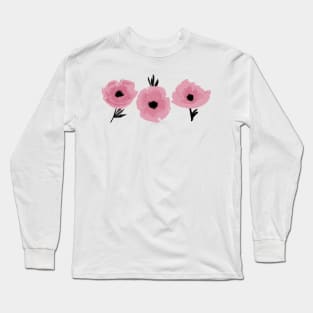 Mauve Abstract Poppies in a Row Long Sleeve T-Shirt